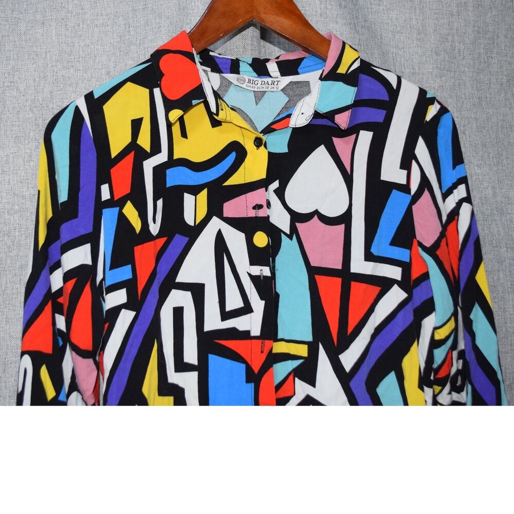 Big Dart Abstract Multicolor Button-Down Shirt Si… - image 2